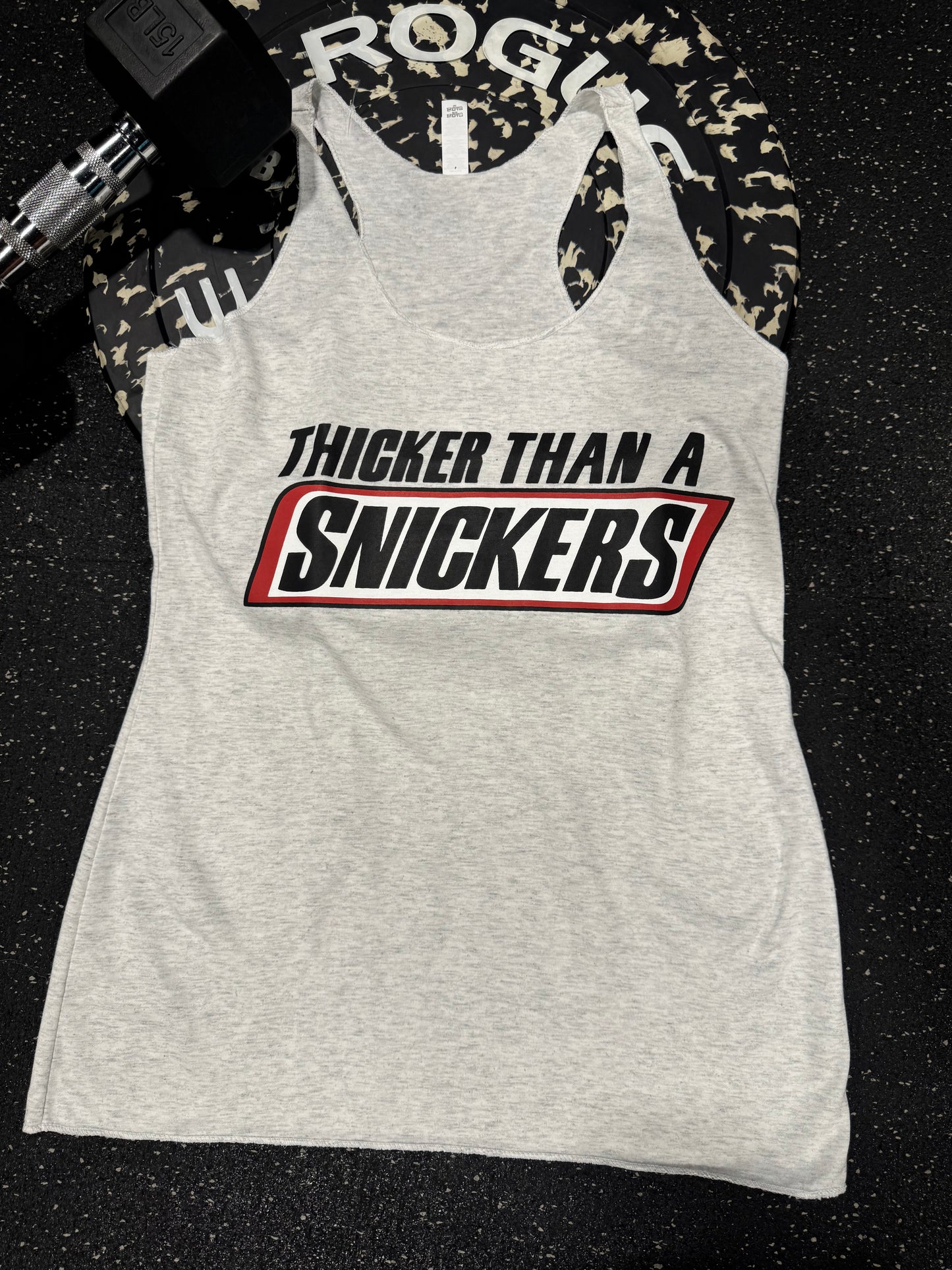 THICKER THAN A SNICKER RACERBACK TANK