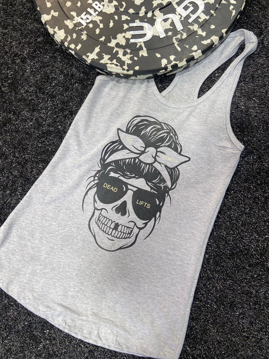 DEADLIFTS DAY TOP KNOT TANK -GRAY